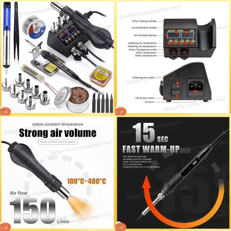 Stazione di Saldatura 8898 750 - 2 In 1 Soldering Rework Station 750W recensione e prezzo